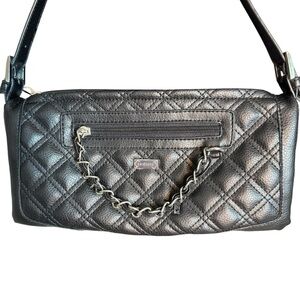 FIORELLI Black Faux Leather Quilted Shoulder Bag Handbag Purse Chain East West